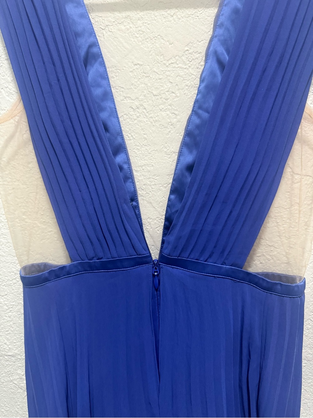 bebe Cobalt Blue Deep V-Pleated Maxi Dress with High Slits - Picture 6 of 9